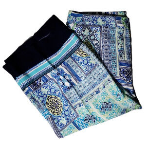 Chico’s 14P Women’s Capri Pants Elastic Waist Wide Leg Floral Print Pockets